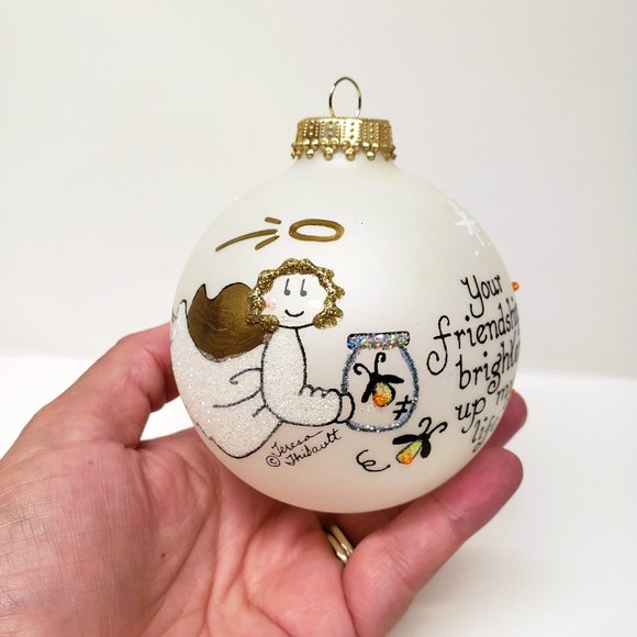 Angel Fireflies Friendship Heart Gifts Teresa Thibault Glass Christmas Ornament - Picture 6 of 8